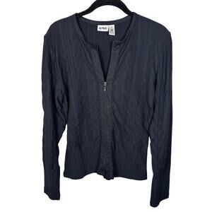 Vintage Acorn Black Ribbed Long Sleeve Jacket Women's Small
